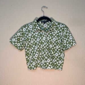 Motel Rocks Cropped Retro Button Up Tee